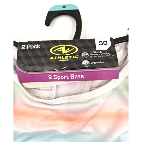 ATHLETIC WORKS 2 PACK RACERBACK SPORTS BRAS BAND SIZE 30 GIRL'S SIZE S - Picture 9 of 9